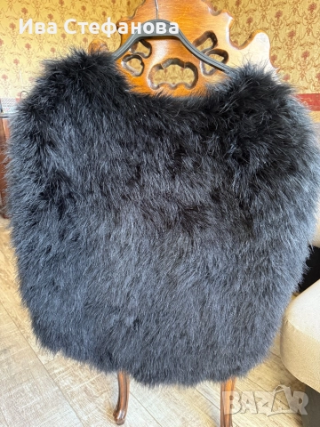 Естествен косъм черна наметка болеро за повод парти коктейл официална , снимка 4 - Жилетки - 52794962