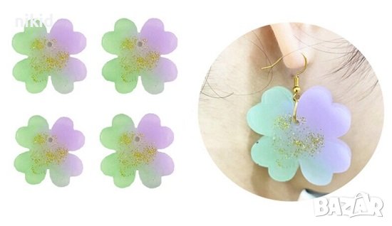 6 детелини детелина силиконов молд форма фондан гипс смола шоколад висулка ключодържател обеци, снимка 4 - Форми - 37725990