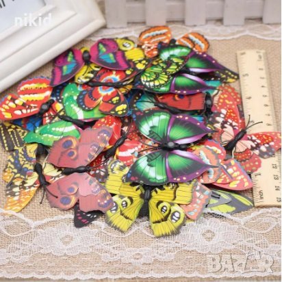 12 микс малки цветни едноцветни пеперуди pvc за украса декорация, снимка 3 - Други - 33551041