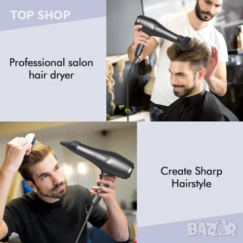 HappyGoo,Професионален йонен сешоар 2400W, с дифузер,4 накрайникак, снимка 2 - Сешоари - 48670386