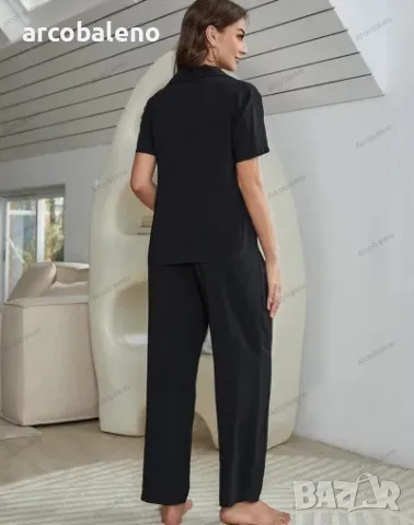 Ежедневна дамска едноцветна пижама от три части, 3цвята , снимка 7 - Пижами - 48634759