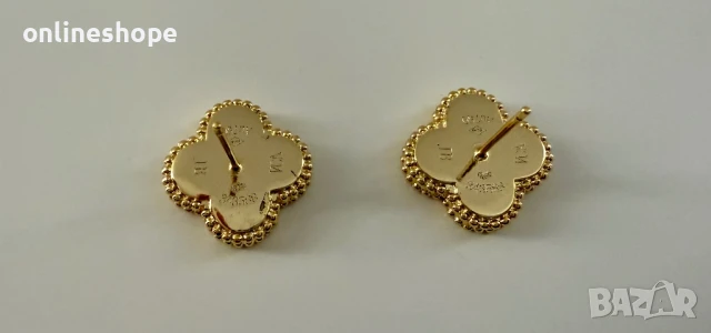 Van Cleef & Arpels Обеци с 18к златно покритие - ПЕЧАТ, снимка 5 - Обеци - 51412227