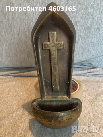  бронзов купел с кръст за стена, снимка 1