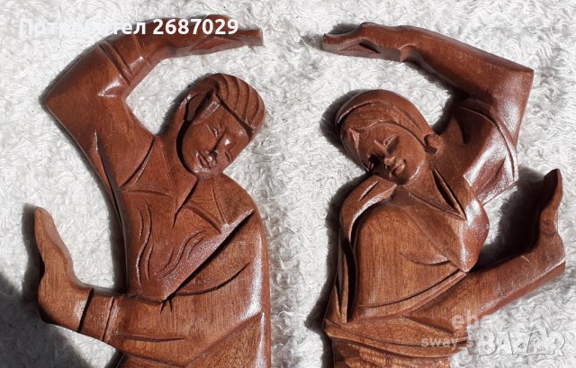 2х2 :  2 големи дървени фигури, пана - танц, Италия - 2 ретро фигури серенада, мъж жена, снимка 2 - Статуетки - 37587473