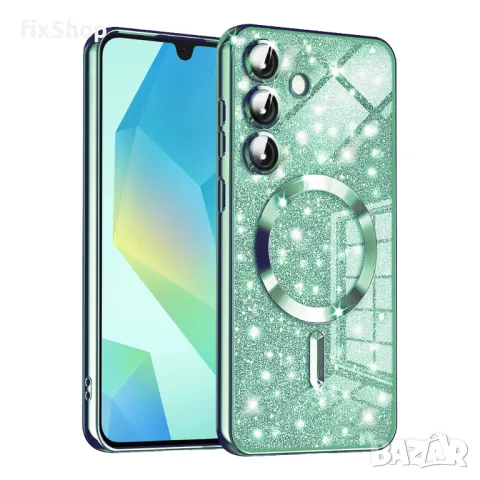 Калъф fixGuard - Luxury Glitter MagSafe - Samsung Galaxy A16 4G / A16 5G - Light Green, снимка 1 - Калъфи, кейсове - 48668853