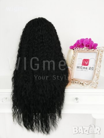 Дълга тъмно черна лейс фронт перука Елда, снимка 8 - Аксесоари за коса - 27775968