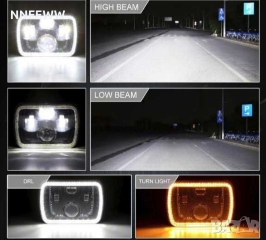 Комплект правоъгълни LED фарове 5х7"Н4, букса 4 светлини /jeep, снимка 2 - Аксесоари и консумативи - 44049862