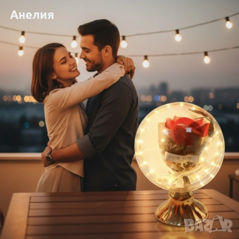 Лампа с роза и мека светлина