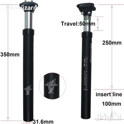 GANOPPER  31.6  350mm. амортисьорно колче за седалка на велосипед НОВО, снимка 5 - Части за велосипеди - 53238884