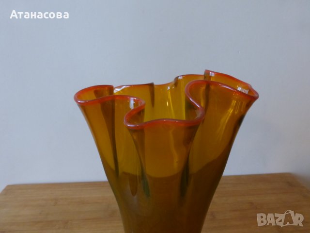 Стъклена ваза Мурано VENINI Amber, снимка 5 - Вази - 43822424