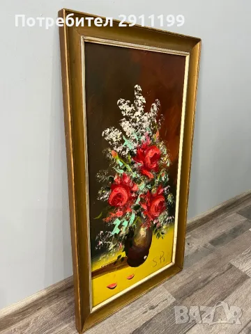 Маслена картина – цветя, снимка 2 - Картини - 50331900