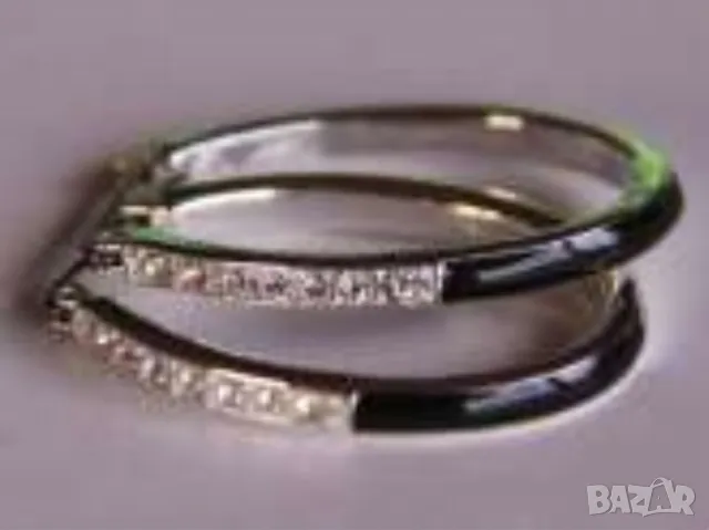 НОВ комплект обеци и пръстени Black Enamel, снимка 3 - Обеци - 9599692