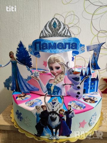 Картонена торта Елза и Анна Frozen 