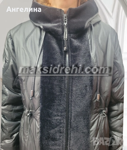 Елегантно дамско зимно палто в черно., снимка 4 - Якета - 52386139