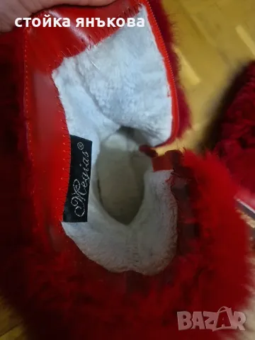 Продавам червени боти с естествен косъм., снимка 6 - Дамски боти - 48787465