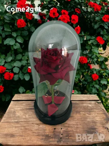 Красива осветена роза в стъкленица с красива подаръчна кутия, снимка 2 - Декорация за дома - 48574388