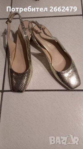 Продавам сет : златиста рокля и обувки. Р - p L и N  37 ., снимка 2 - Рокли - 40026341