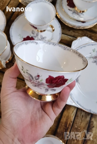 Сервиз за чай от английски костен порцелан , снимка 11 - Сервизи - 53251859