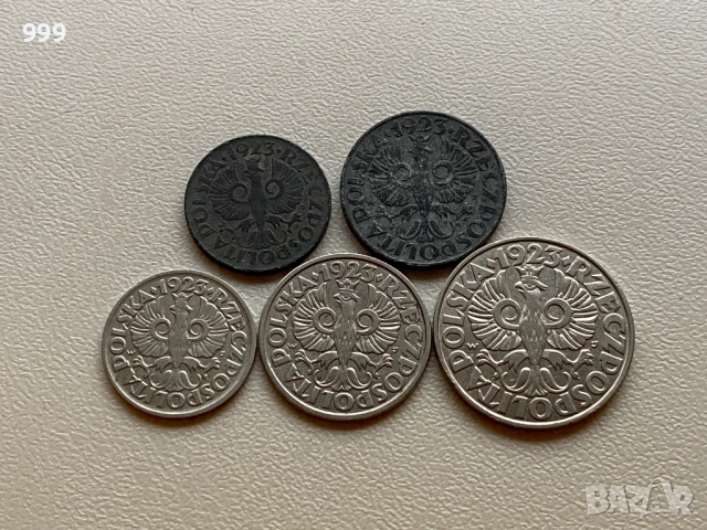 лот монети 1923 Полша - 5 броя, снимка 6 - Нумизматика и бонистика - 48442224