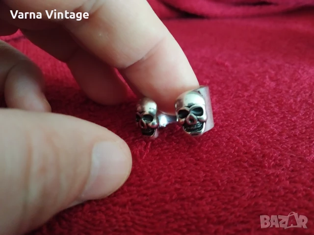 Мъжки пръстен с черепи. CROOP., снимка 3 - Пръстени - 51080121