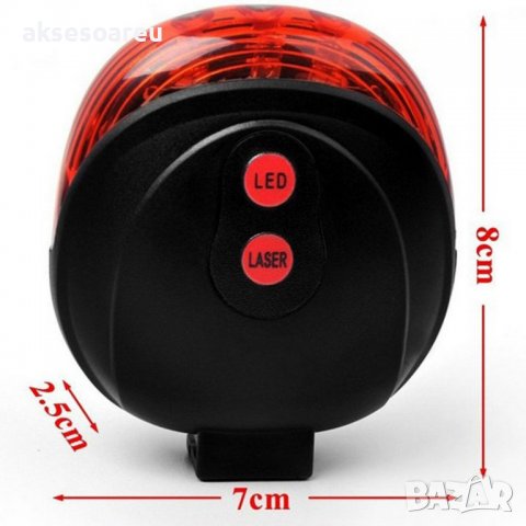  2 Лазерен +5 LED заден стоп за колело велосипед Предупреждение с Мигаща светлина на лампата за Безо, снимка 18 - Аксесоари за велосипеди - 38396806