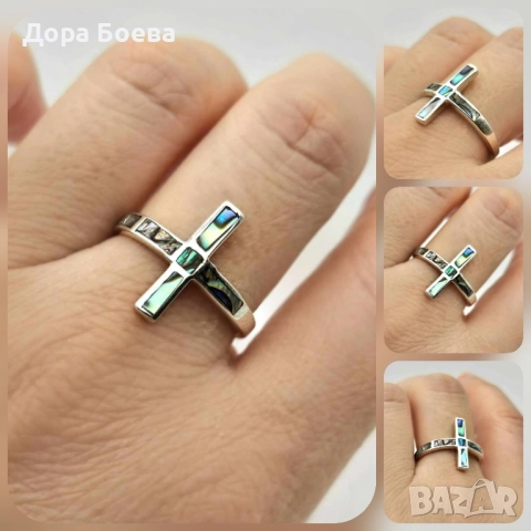 Сребърен пръстен: "Крос", снимка 4 - Пръстени - 52380845