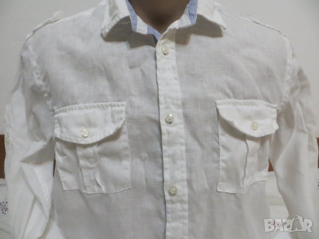 Мъжка риза с дълъг ръкав от лен Zara, снимка 2 - Ризи - 39146229