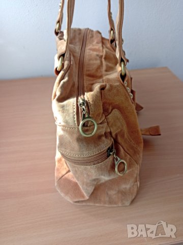 Кафява чанта от естествена кожа , снимка 3 - Чанти - 38576344