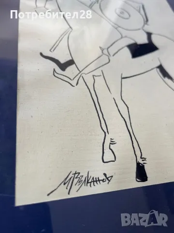 Михаил Вълканов картина - Дон Кихот графика, снимка 2 - Картини - 49210280