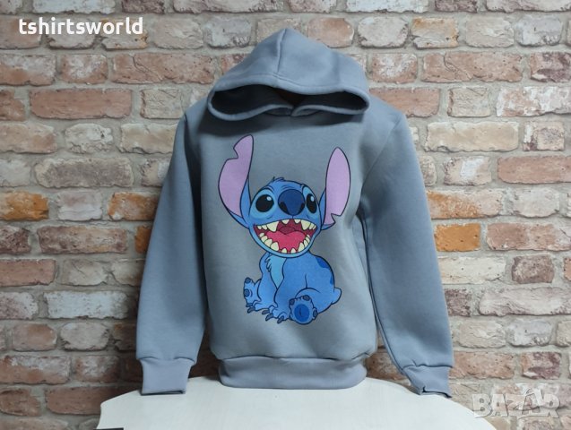 Нов детски суичър с дигитален печат Стич (Stitch) в тъмносив цвят, снимка 5 - Детски анцузи и суичери - 43377543