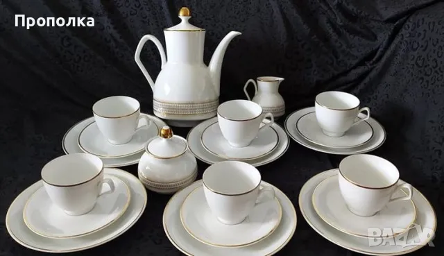 Ефирен, снежен сервиз за кафе/чай прозиращ "Vohenstrauss'' Johann Seltmann 