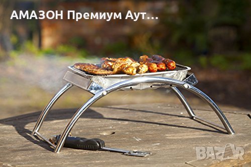 Asado Grill BBQ Dual Преносимо Барбекю,двойна стоманена рамка за незабавна скара/дървени въглища, снимка 4 - Барбекюта - 43727171