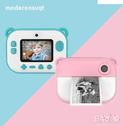 Детски Фотоапарат с Принтер и Селфи Камера, снимка 6 - Електрически играчки - 50068243