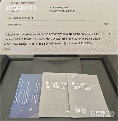 4K Ultra HD OLED/Core i7-12700H/NVidia RTX 3070Ti/16GB RAM/1TB SSD NVMe/ASUS ProArt Studiobook H7600, снимка 5 - Лаптопи за игри - 51430409