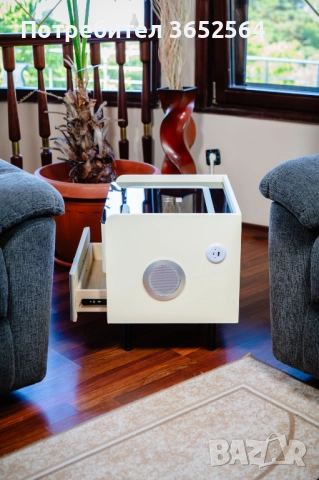 Смарт Шкаф LINEA - безжично зареждане, Bluetooth стерео тонколона 20W, USB-A & USB-C, LED, снимка 3 - Шкафове - 52482696