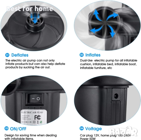 Помпа с адаптери TECHSHARE LQ202 12/220V, снимка 2 - Надуваеми играчки - 52589299