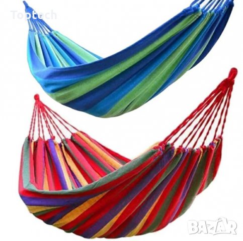 Цветен хамак памучно платно с чанта/Многоцветно райе, снимка 3 - Къмпинг мебели - 33095710