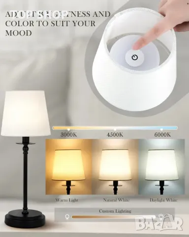 LuminexDesigns Акумулаторна безжична настолна лампа с подвижна преносима магнитна крушка, LED, снимка 4 - Лед осветление - 49551985