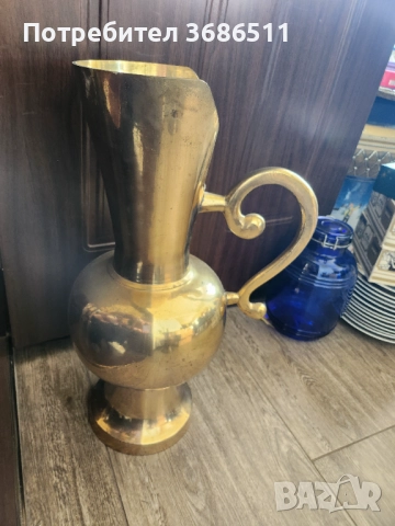 Масивна месинг ваза, снимка 3 - Антикварни и старинни предмети - 52468963