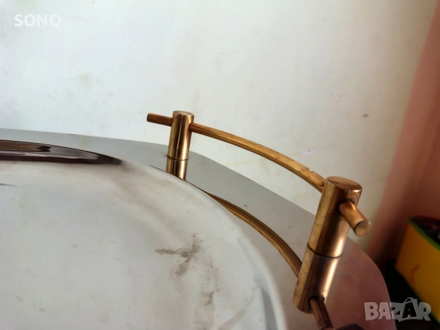 Страхотен Голям Позлатен Поднос 24К, снимка 4 - Прибори за хранене, готвене и сервиране - 53600134