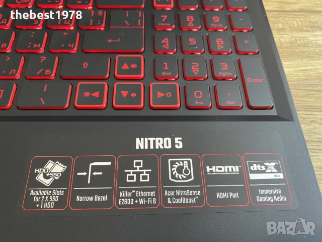 15.6 Nitro`i5-10300H/GTX 1650Ti/16GB RRD4/256GB NVMe+500GB HDD/FHD IPS, снимка 3 - Лаптопи за игри - 53446015
