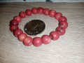 Червен корал стара гривна ластик, снимка 2
