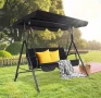 Градинска Люлка за Трима със Сенник – Стил и Устойчивост на Открито!, снимка 3
