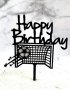 Футболна врата вратарска футбол мрежа Happy Birthday черен твърд акрил топер украса за торта