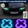 Ангелски очи многоцветни RGB LED Фарове Angel Eyes DRL за кола 2x131 и 2x146 mm за BMW, снимка 3