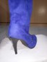 Сини дамски ботуши на ток, снимка 3