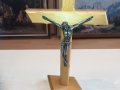 ДЪРВЕН КРЪСТ С ХРИСТОС-МЕД/МЕСИНГ, снимка 4