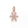 Сребърен талисман за гривна Пандора снежинка цвят розово злато, Модел 032, снимка 1 - Гривни - 35223314