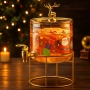 Стъклен диспенсър за напитки 2.6 L с коледен дизайн и златиста стойка. , снимка 8