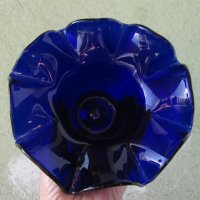 Красива кобалт синя фруктиера, стъкло, снимка 3 - Декорация за дома - 40203776